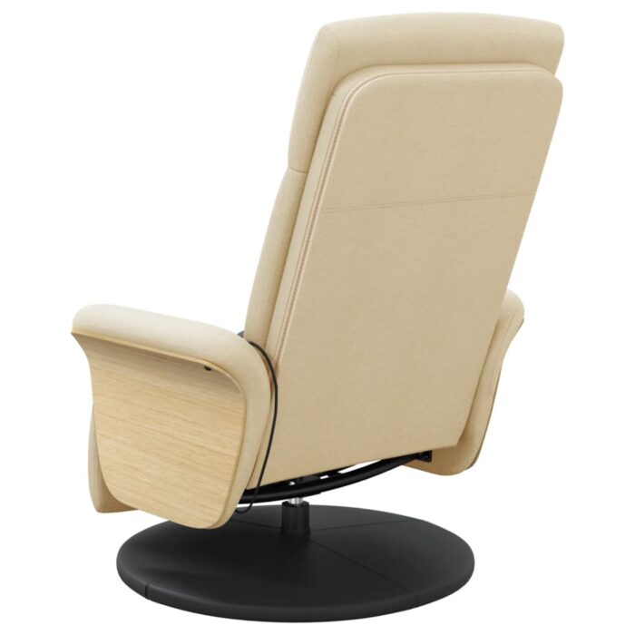 Fauteuil inclinable de massage avec repose-pieds crème tissu – Image 3