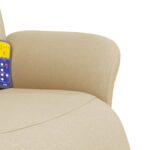 Fauteuil inclinable de massage avec repose-pieds crème tissu – Image 6