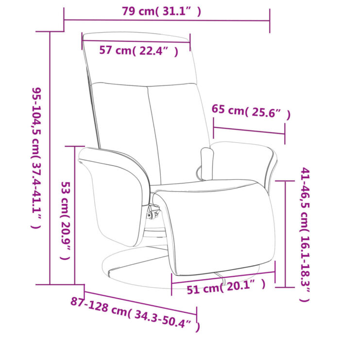 Fauteuil inclinable de massage avec repose-pieds crème tissu – Image 9