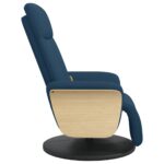 Fauteuil inclinable de massage avec repose-pieds bleu tissu – Image 2