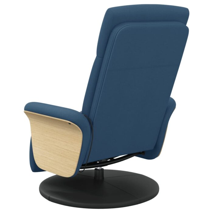 Fauteuil inclinable de massage avec repose-pieds bleu tissu – Image 3