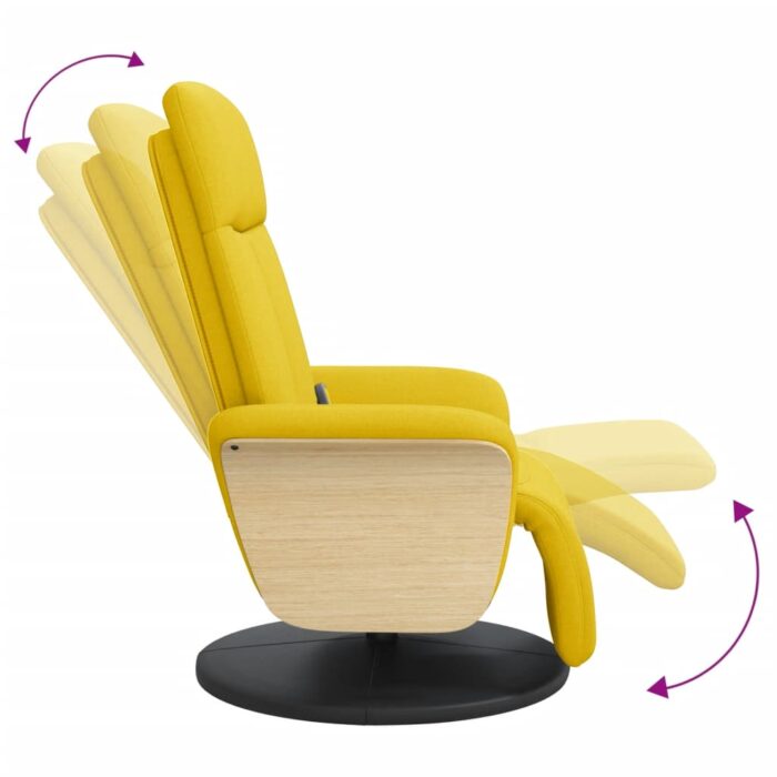 Fauteuil inclinable de massage repose-pieds jaune clair tissu – Image 4