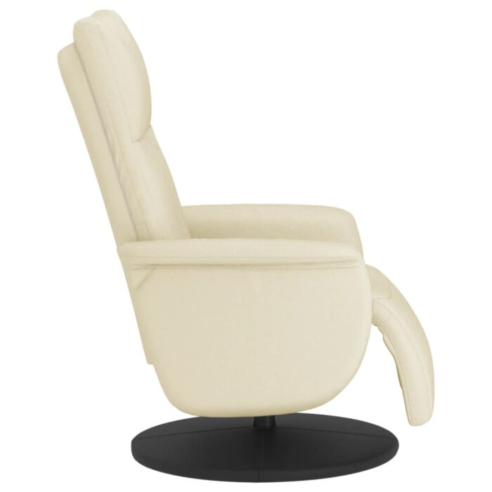 Fauteuil inclinable avec repose-pieds crème similicuir – Image 2
