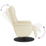 Fauteuil inclinable avec repose-pieds crème similicuir – Image 4