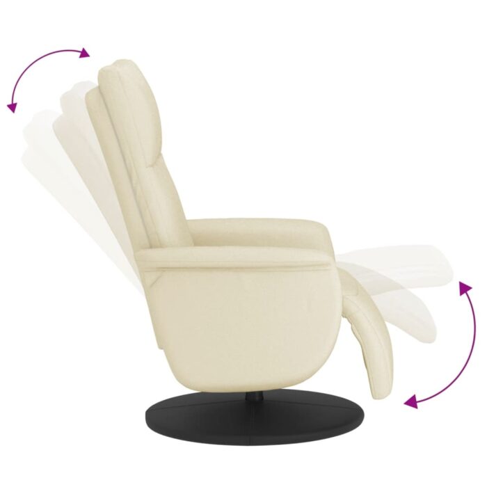 Fauteuil inclinable avec repose-pieds crème similicuir – Image 4