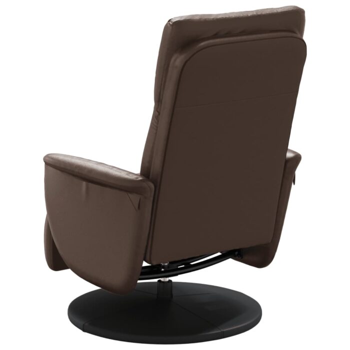 Fauteuil inclinable avec repose-pieds marron similicuir – Image 3