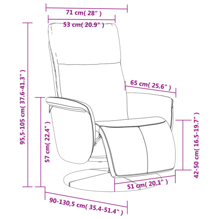 Fauteuil inclinable avec repose-pieds marron similicuir – Image 7