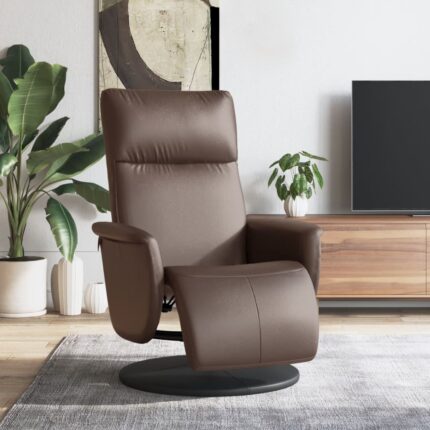 Fauteuil inclinable avec repose-pieds marron similicuir
