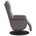 Fauteuil inclinable avec repose-pieds gris similicuir – Image 2