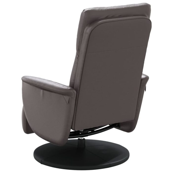 Fauteuil inclinable avec repose-pieds gris similicuir – Image 3