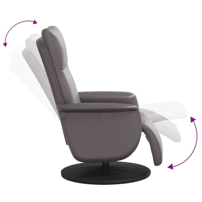 Fauteuil inclinable avec repose-pieds gris similicuir – Image 4
