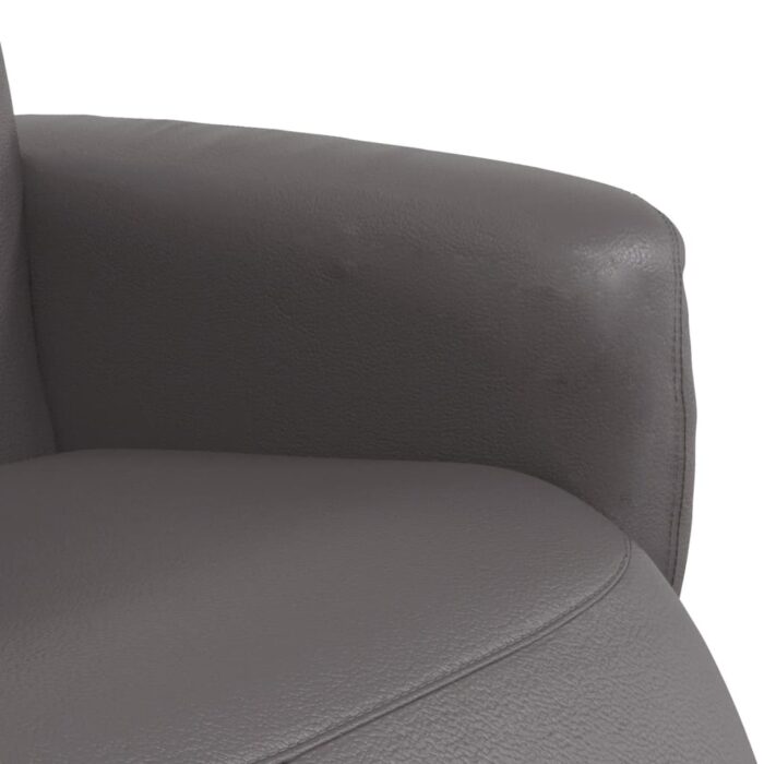Fauteuil inclinable avec repose-pieds gris similicuir – Image 5
