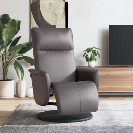 Fauteuil inclinable avec repose-pieds gris similicuir