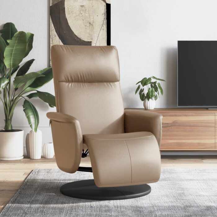 Fauteuil inclinable avec repose-pieds cappuccino similicuir – Image 1