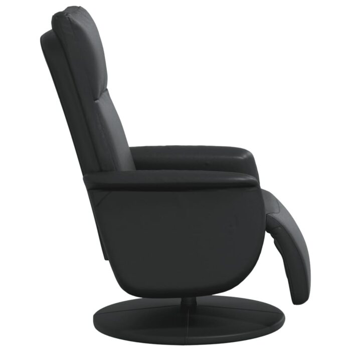 Fauteuil inclinable avec repose-pieds noir similicuir – Image 2