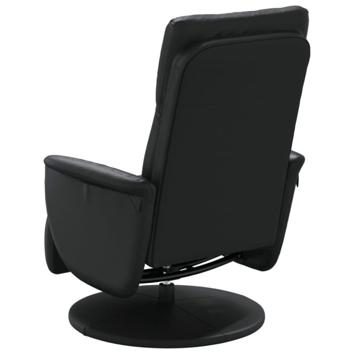 Fauteuil inclinable avec repose-pieds noir similicuir – Image 3