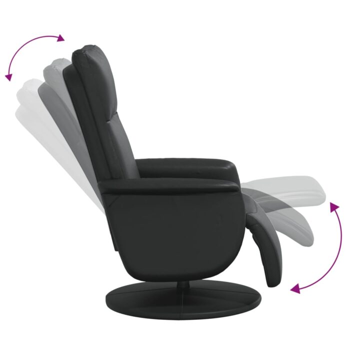 Fauteuil inclinable avec repose-pieds noir similicuir – Image 4