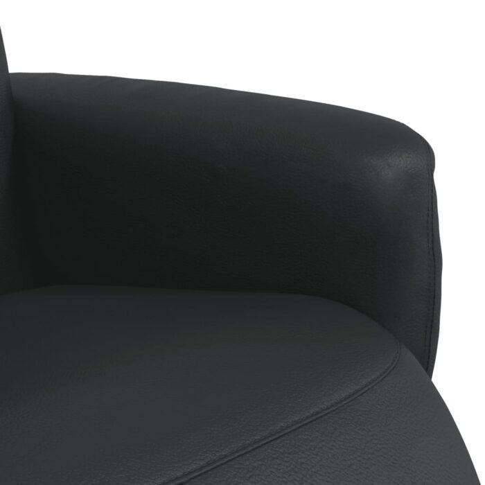 Fauteuil inclinable avec repose-pieds noir similicuir – Image 5