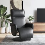 Fauteuil inclinable avec repose-pieds noir similicuir