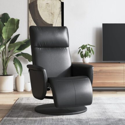 Fauteuil inclinable avec repose-pieds noir similicuir