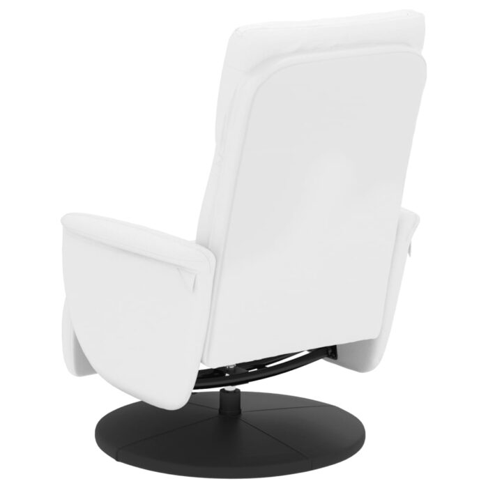 Fauteuil inclinable avec repose-pieds blanc similicuir – Image 3
