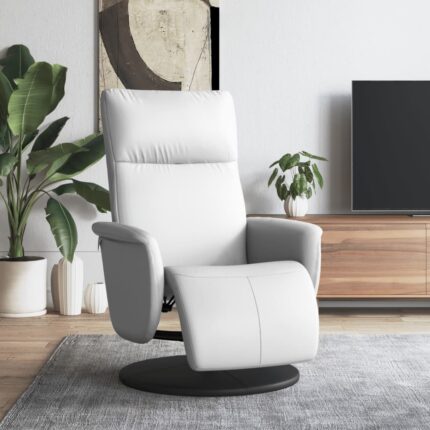 Fauteuil inclinable avec repose-pieds blanc similicuir