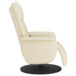 Fauteuil inclinable de massage et repose-pieds crème similicuir – Image 2