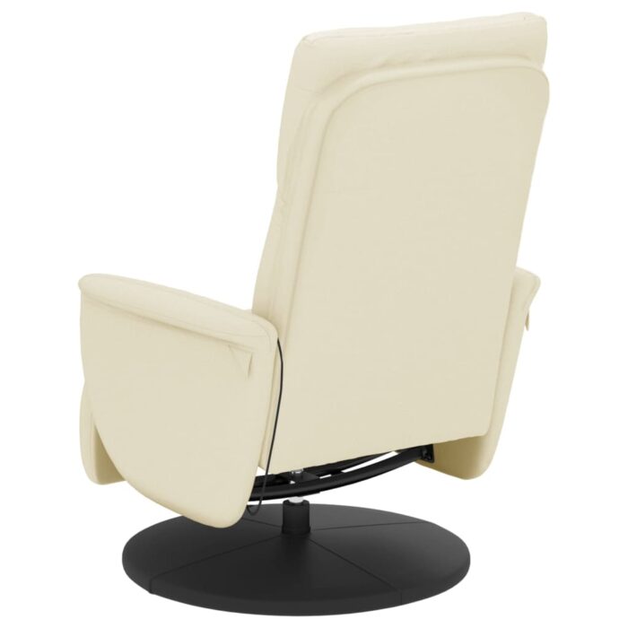Fauteuil inclinable de massage et repose-pieds crème similicuir – Image 3