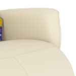 Fauteuil inclinable de massage et repose-pieds crème similicuir – Image 6