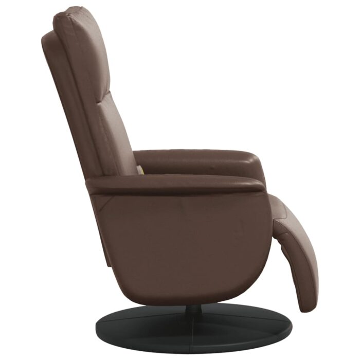 Fauteuil inclinable de massage repose-pieds marron similicuir – Image 2