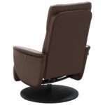 Fauteuil inclinable de massage repose-pieds marron similicuir – Image 3