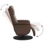 Fauteuil inclinable de massage repose-pieds marron similicuir – Image 4