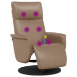 Fauteuil inclinable de massage repose-pieds cappuccino – Image 5