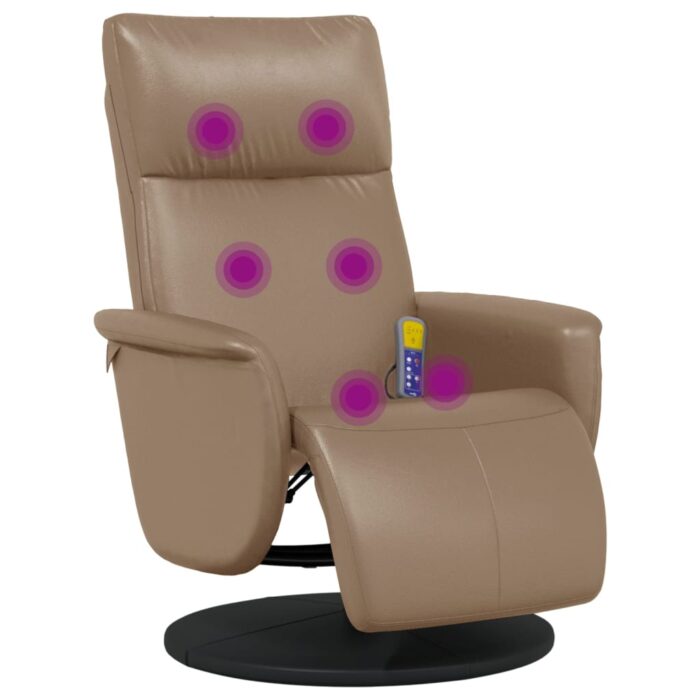 Fauteuil inclinable de massage repose-pieds cappuccino – Image 5