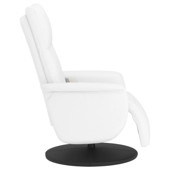 Fauteuil inclinable de massage repose-pieds blanc similicuir – Image 2