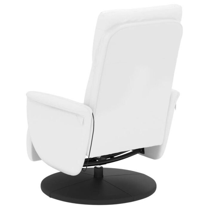 Fauteuil inclinable de massage repose-pieds blanc similicuir – Image 3