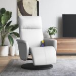 Fauteuil inclinable de massage repose-pieds blanc similicuir