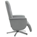 Fauteuil inclinable avec repose-pieds gris clair tissu – Image 2