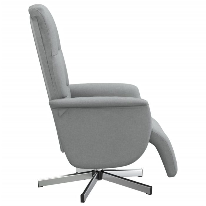 Fauteuil inclinable avec repose-pieds gris clair tissu – Image 2
