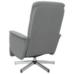 Fauteuil inclinable avec repose-pieds gris clair tissu – Image 3