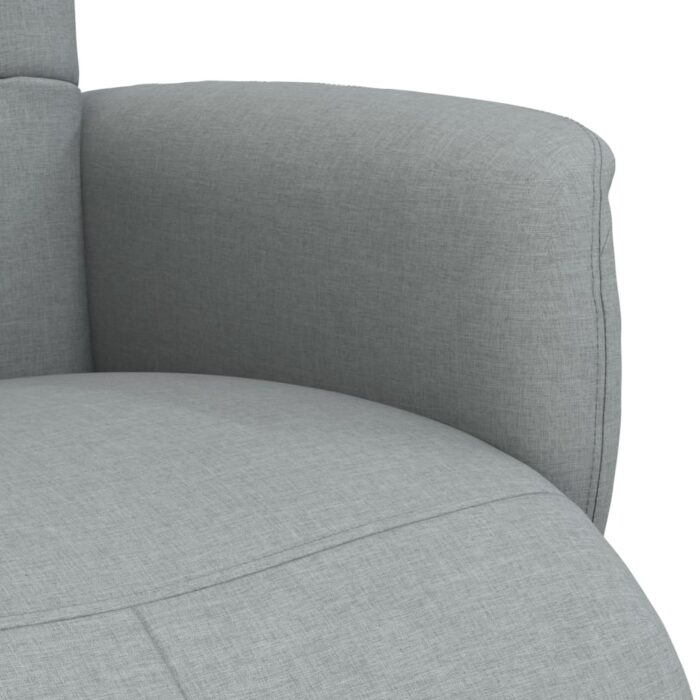 Fauteuil inclinable avec repose-pieds gris clair tissu – Image 5