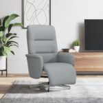 Fauteuil inclinable avec repose-pieds gris clair tissu