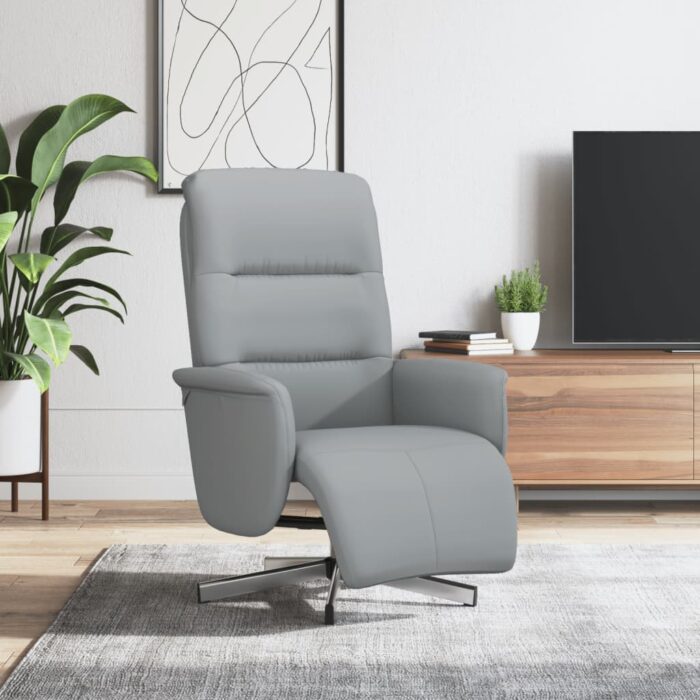 Fauteuil inclinable avec repose-pieds gris clair tissu – Image 1