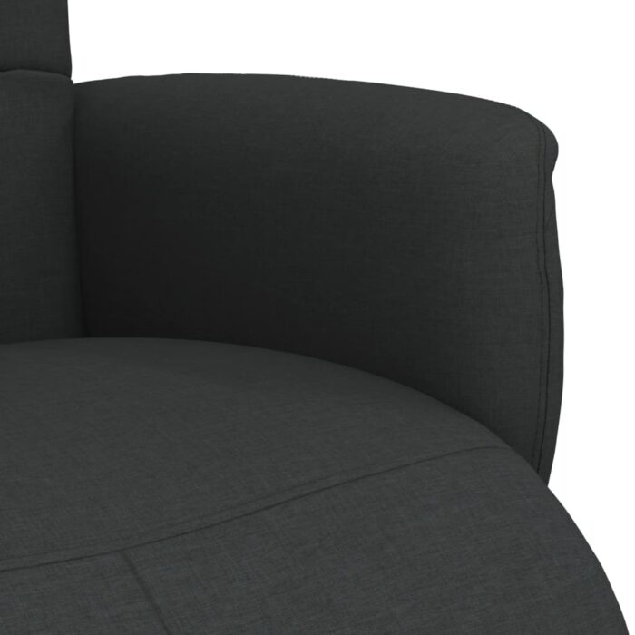 Fauteuil inclinable avec repose-pieds noir tissu – Image 5