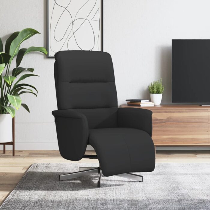 Fauteuil inclinable avec repose-pieds noir tissu – Image 1