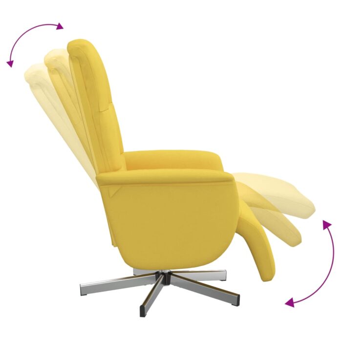 Fauteuil inclinable avec repose-pieds jaune clair tissu – Image 4