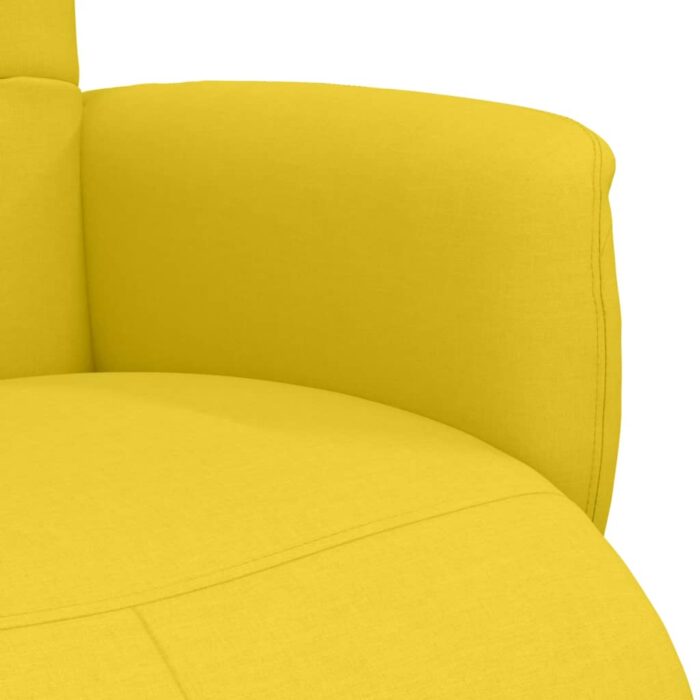 Fauteuil inclinable avec repose-pieds jaune clair tissu – Image 5