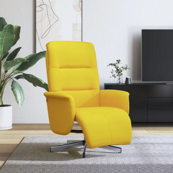 Fauteuil inclinable avec repose-pieds jaune clair tissu – Image 1