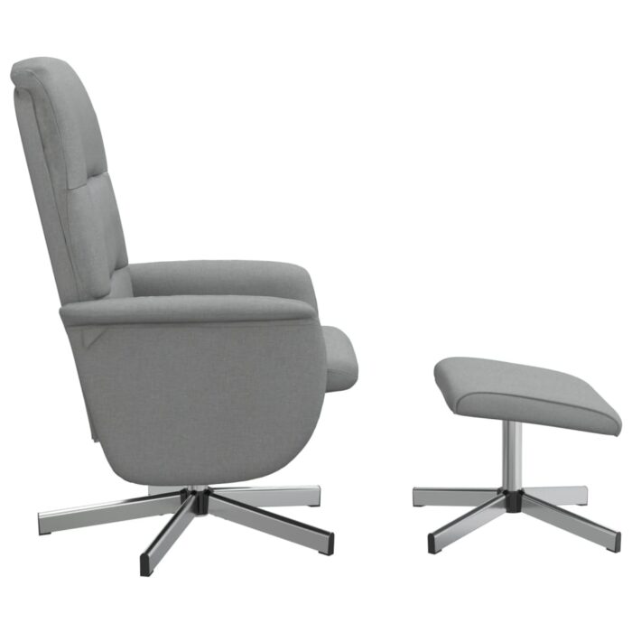 Fauteuil inclinable avec repose-pied gris clair tissu – Image 2