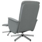 Fauteuil inclinable avec repose-pied gris clair tissu – Image 3